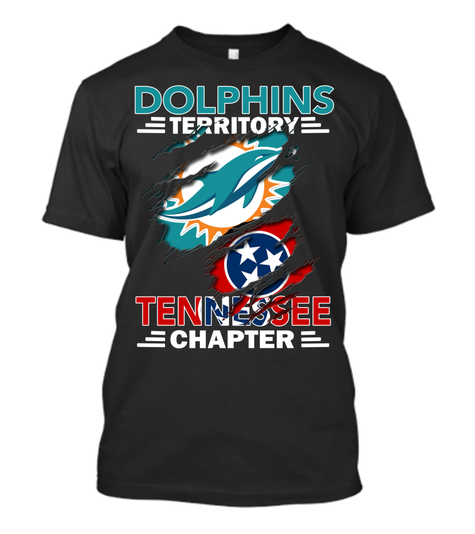 Dolphins Territory Tennessee Chapter Miami Logo And Tennessee Flag T-Shirt