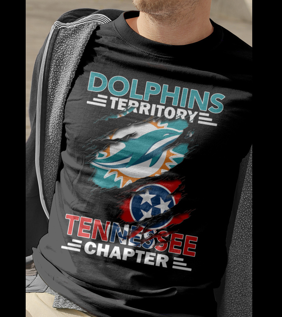 Dolphins Territory Tennessee Chapter Miami Logo And Tennessee Flag T-Shirt