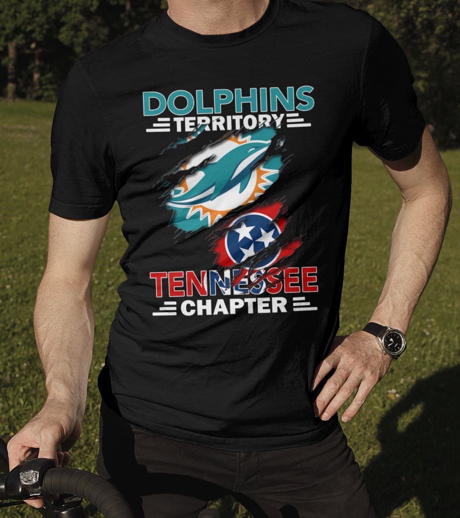 Dolphins Territory Tennessee Chapter Miami Logo And Tennessee Flag T-Shirt