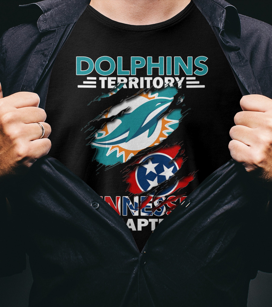 Dolphins Territory Tennessee Chapter Miami Logo And Tennessee Flag T-Shirt