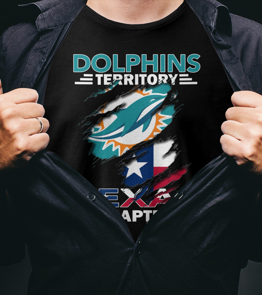 Dolphins Territory Texas Chapter Miami Dolphins Texas Flag T-Shirt
