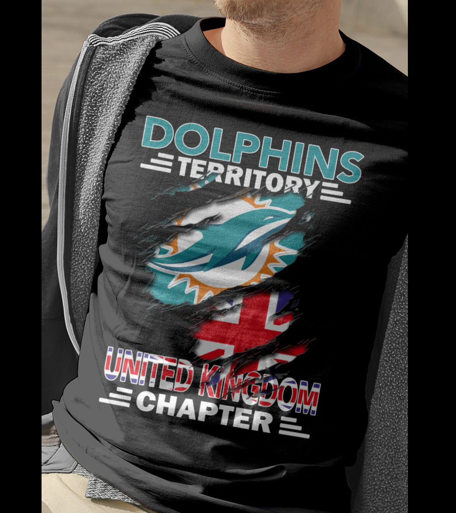 Dolphins Territory United Kingdom Chapter Miami Dolphins Union Jack T-Shirt