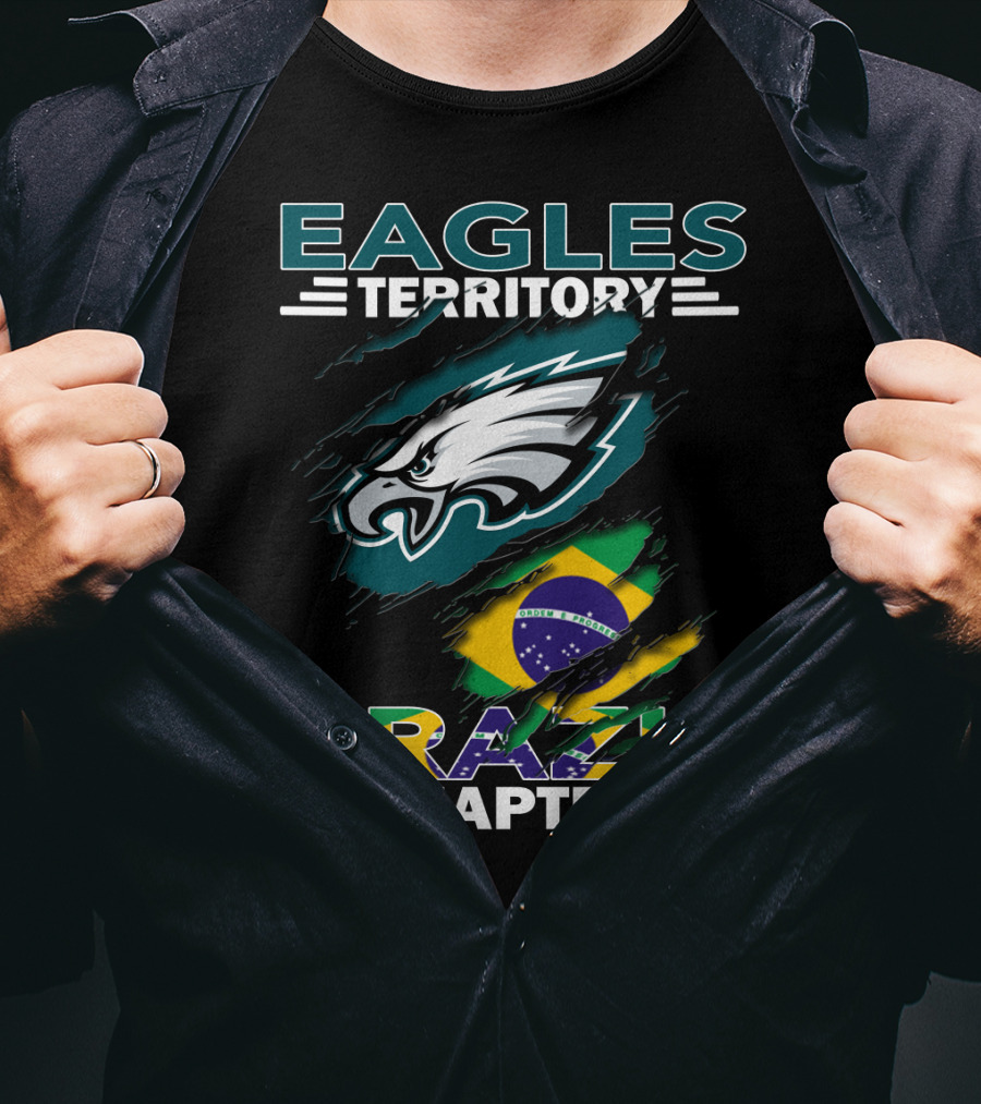 Eagles Territory Brazil Chapter Fan Logo With Brazil Flag Elements T-Shirt