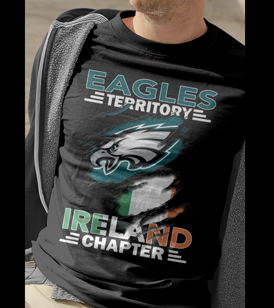 Eagles Territory Ireland Chapter With Eagle Logo And Irish Flag T-Shirt