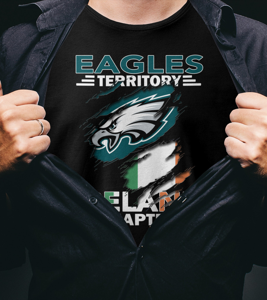 Eagles Territory Ireland Chapter With Eagle Logo And Irish Flag T-Shirt