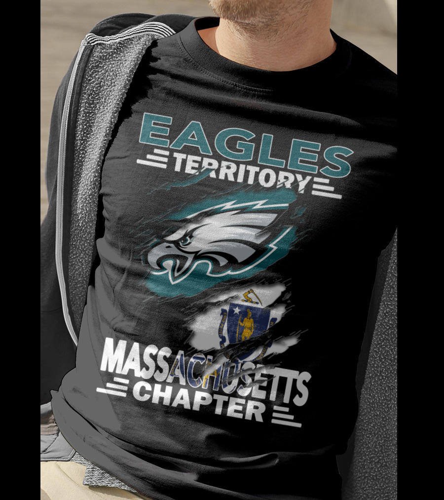 Eagles Territory Massachusetts Chapter Logo With State Flag Integration T-Shirt