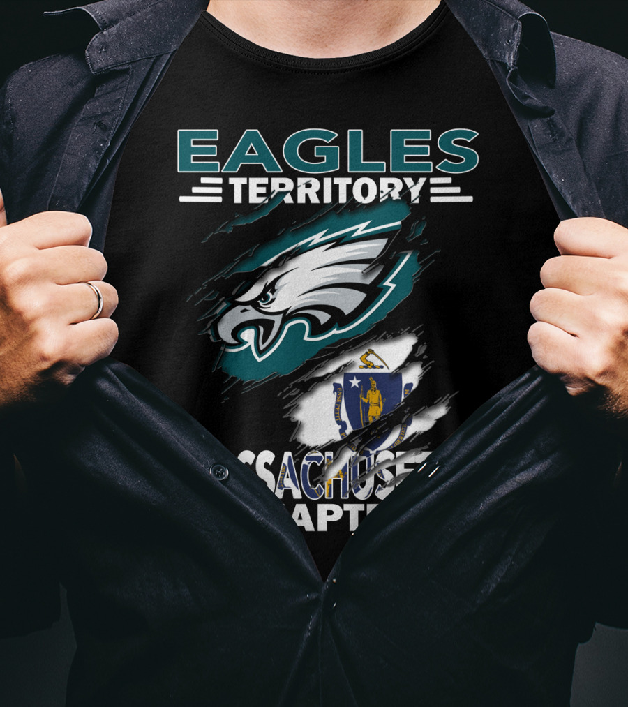 Eagles Territory Massachusetts Chapter Logo With State Flag Integration T-Shirt