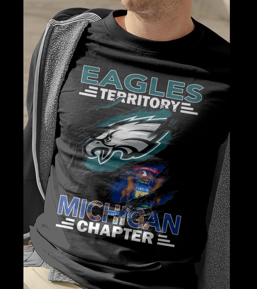 Eagles Territory Michigan Chapter Philadelphia Eagles Logo Michigan State Flag T-Shirt