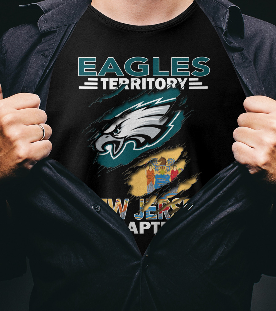 Eagles Territory New Jersey Chapter With Philadelphia Eagles Logo And NJ State Flag T-Shirt