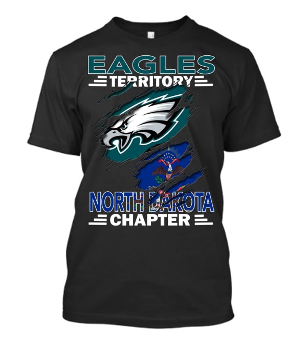 Eagles Territory North Dakota Chapter Fan Logo With State Flag Element T-Shirt