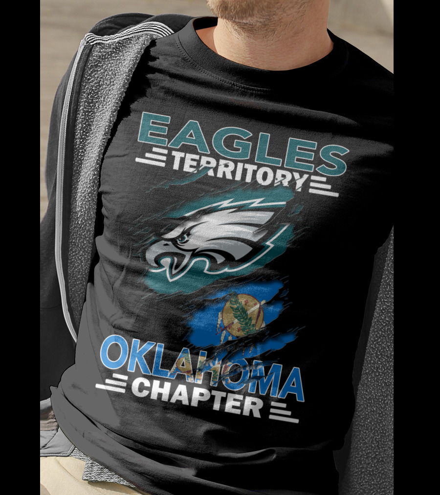 Eagles Territory Oklahoma Chapter Philadelphia Eagles Logo And State Flag T-Shirt