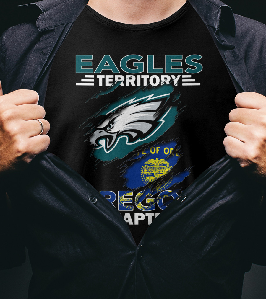 Eagles Territory Oregon Chapter NFL Fan Group Philadelphia Logo And State Flag T-Shirt