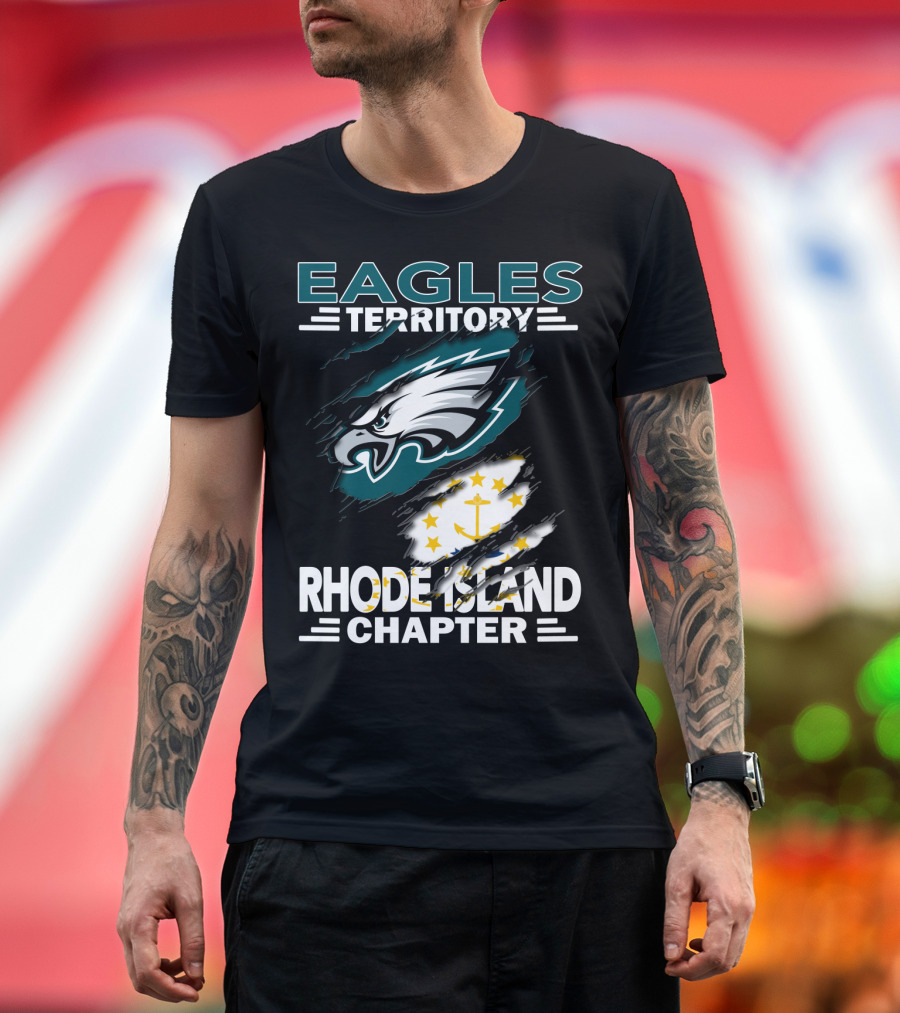 Eagles Territory Rhode Island Chapter Logo with State Flag and Team Insignia T-Shirt