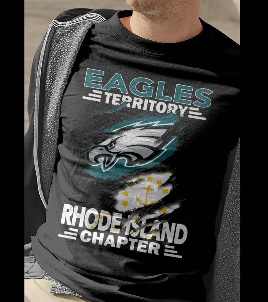 Eagles Territory Rhode Island Chapter Logo With State Flag And Team Insignia T-Shirt