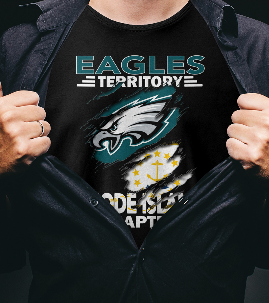 Eagles Territory Rhode Island Chapter Logo With State Flag And Team Insignia T-Shirt