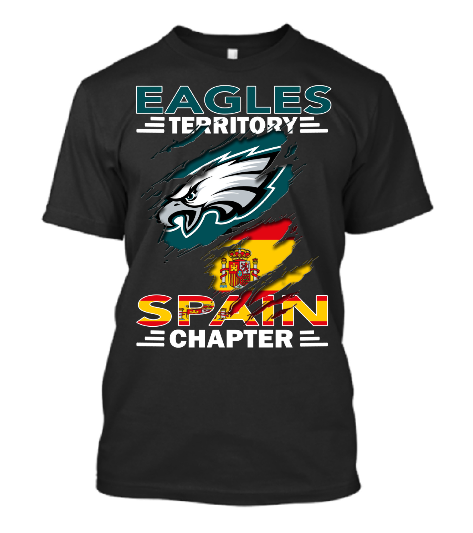 Eagles Territory Spain Chapter Fan Pride With Spanish Flag And Eagle T-Shirt