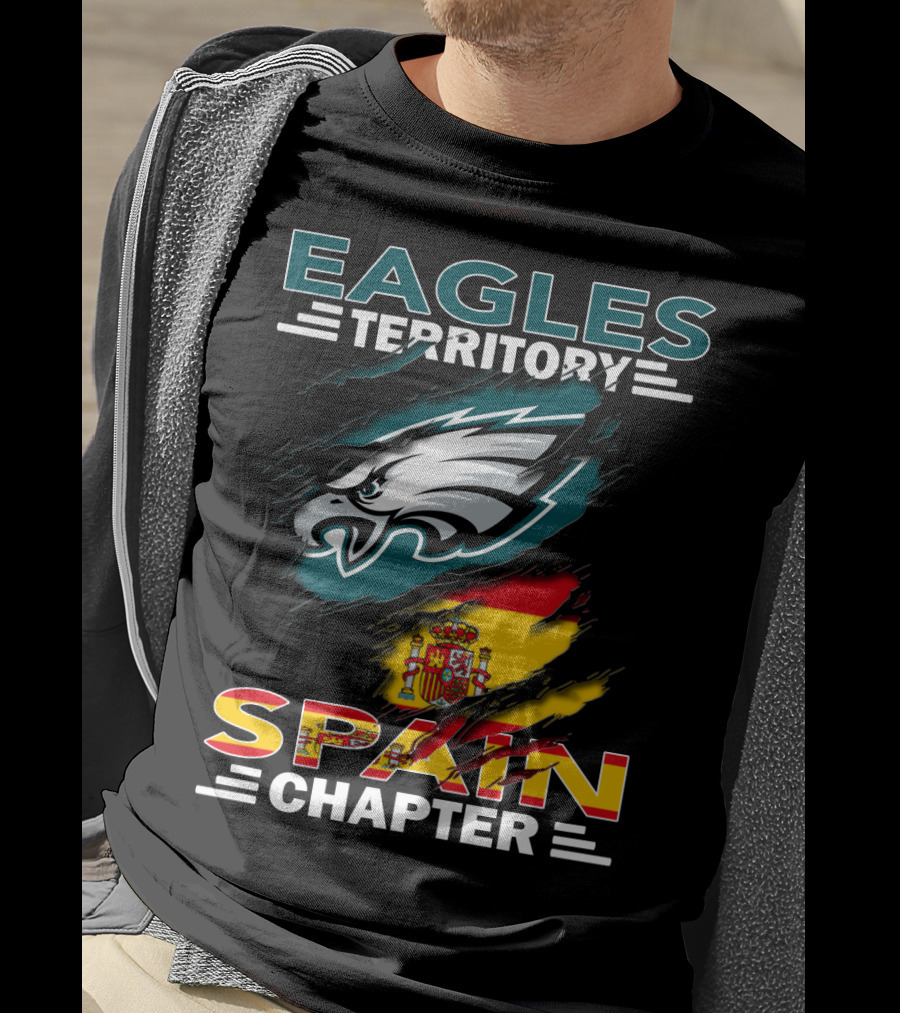 Eagles Territory Spain Chapter Fan Pride With Spanish Flag And Eagle T-Shirt