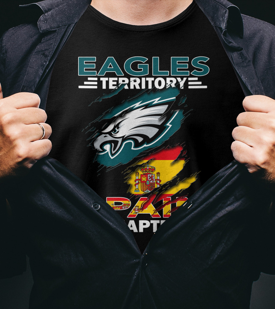Eagles Territory Spain Chapter Fan Pride With Spanish Flag And Eagle T-Shirt