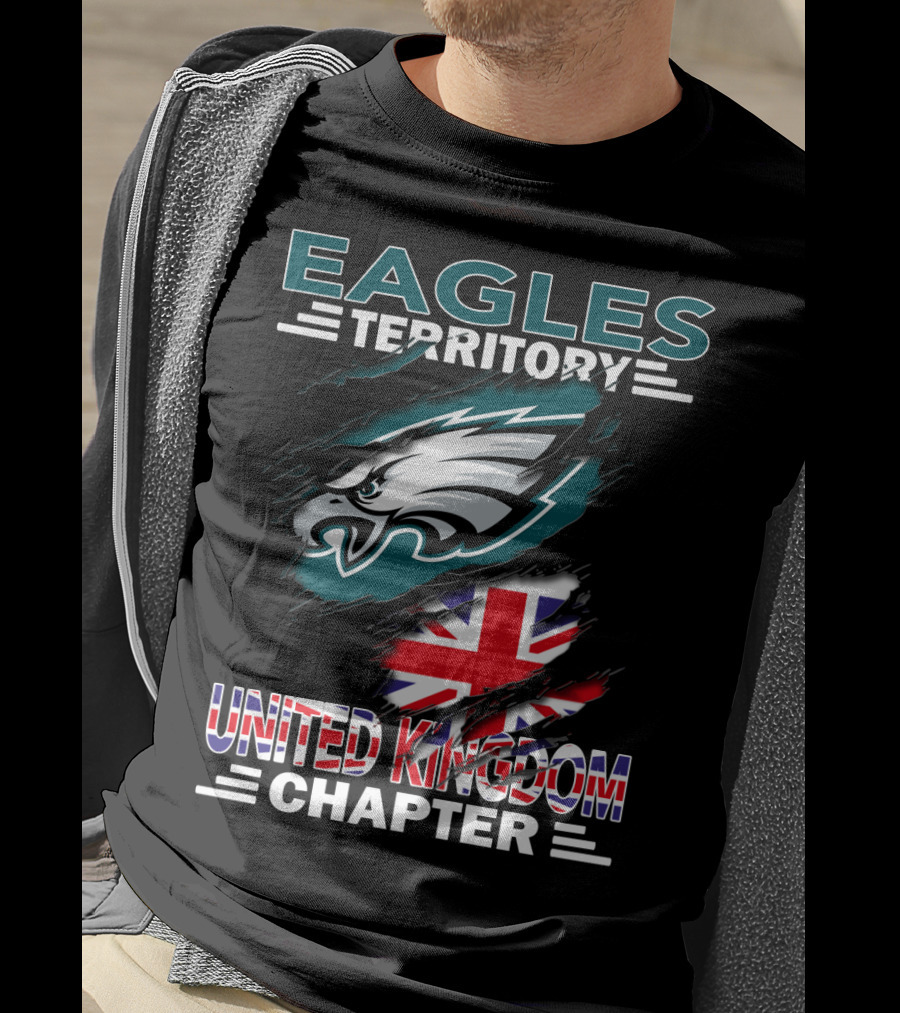 Eagles Territory United Kingdom Chapter NFL Team Logo Union Jack T-Shirt
