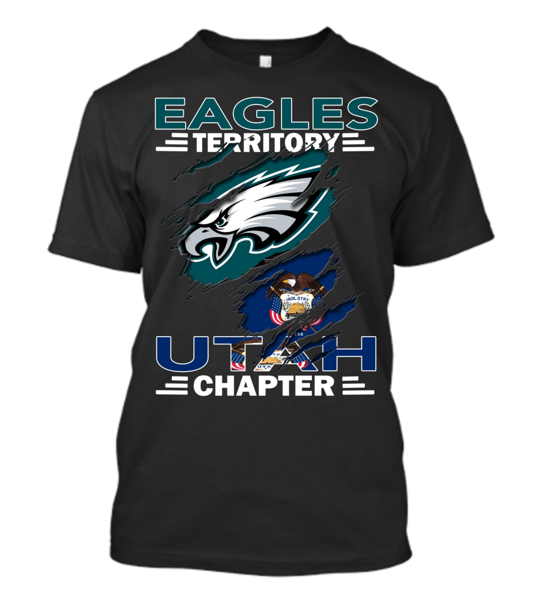 Eagles Territory Utah Chapter Philadelphia Eagles Utah State Flag T-Shirt