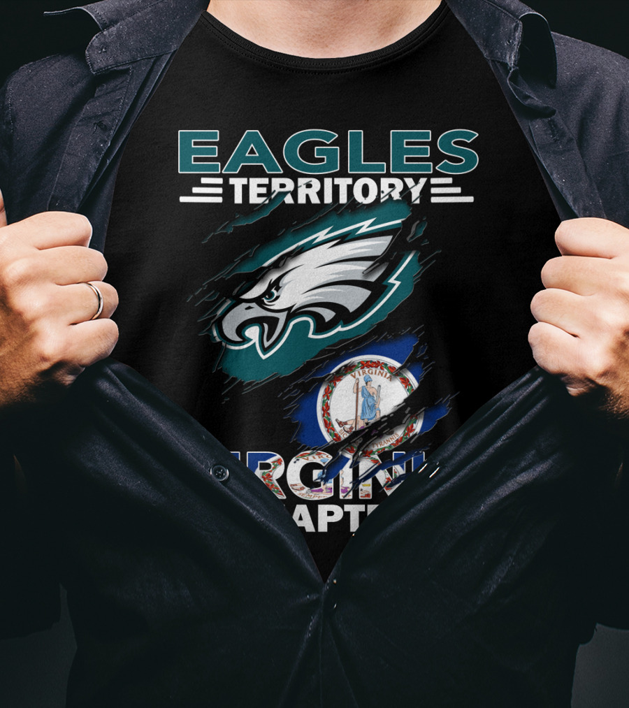 Eagles Territory Virginia Chapter With Philadelphia Eagles Logo And Virginia State Flag T-Shirt