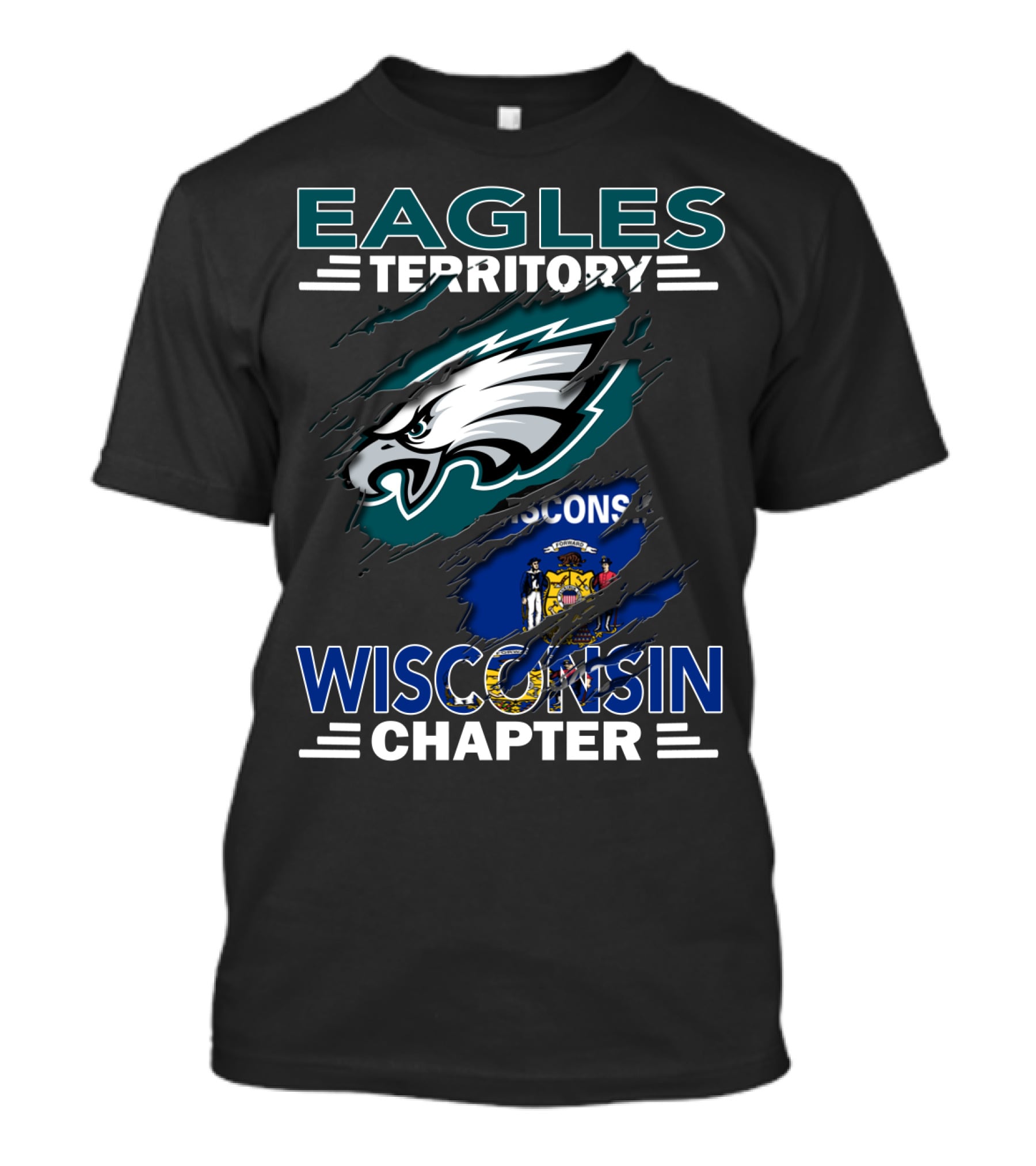 Eagles Territory Wisconsin Chapter Logo Design With State Flag And Team Emblem Elements T-Shirt