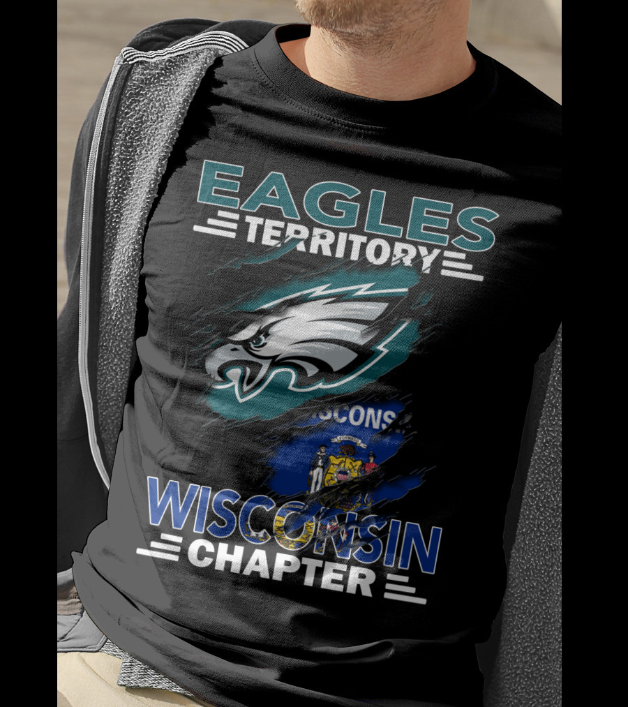 Eagles Territory Wisconsin Chapter Logo Design With State Flag And Team Emblem Elements T-Shirt