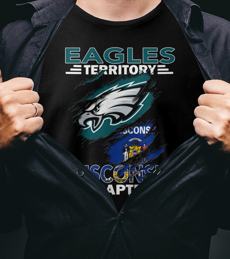 Eagles Territory Wisconsin Chapter Logo Design With State Flag And Team Emblem Elements T-Shirt