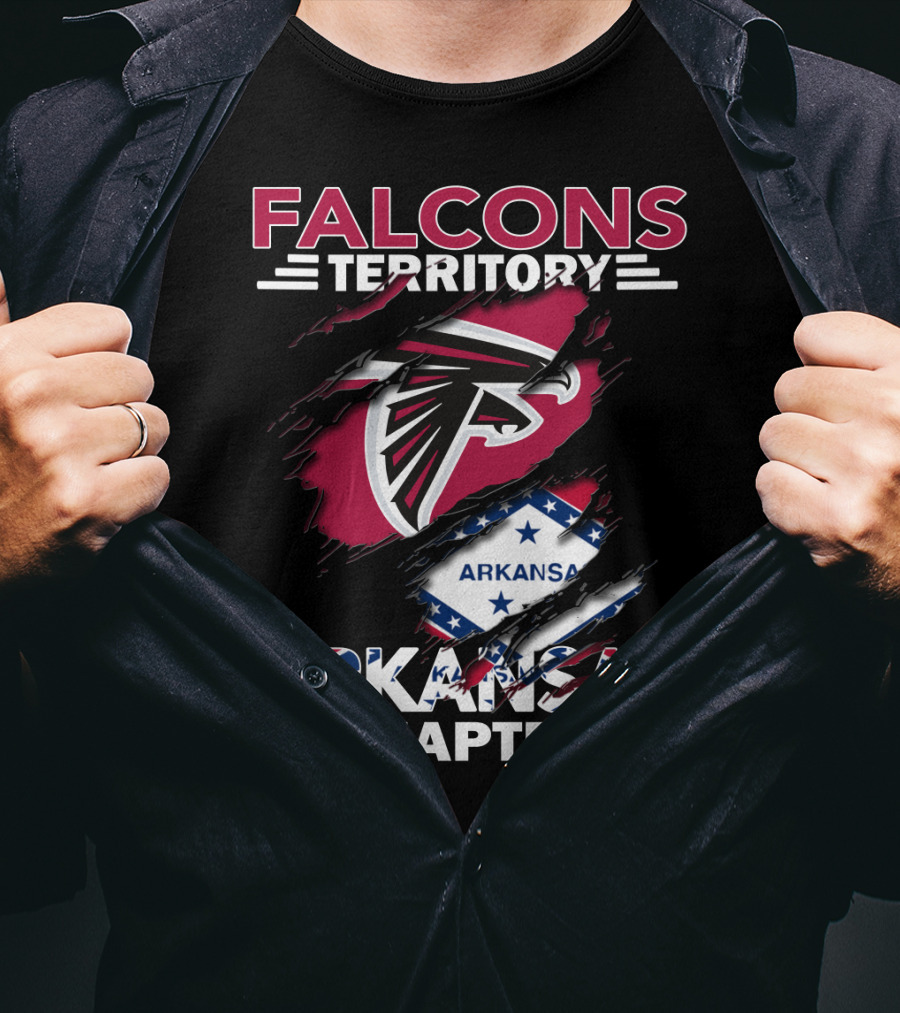 Falcons Territory Arkansas Chapter Falcons Logo And Arkansas Shape T-Shirt