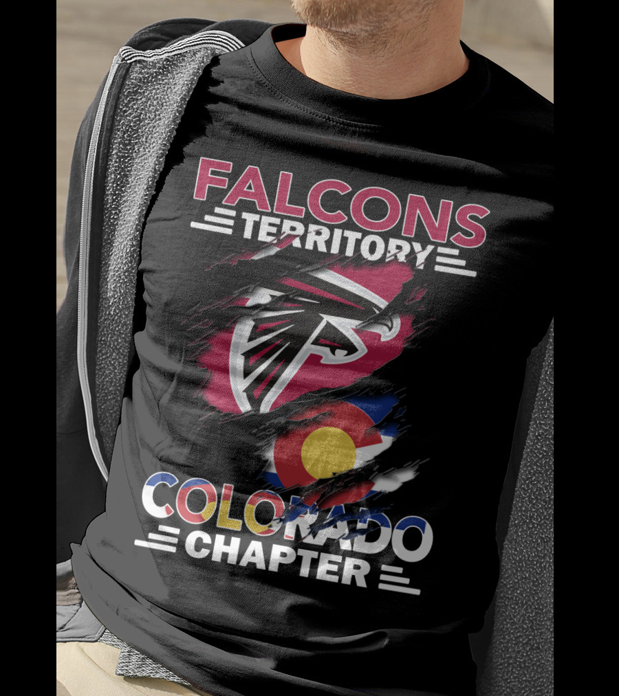Falcons Territory Colorado Chapter With Falcons Logo And Colorado Flag T-Shirt