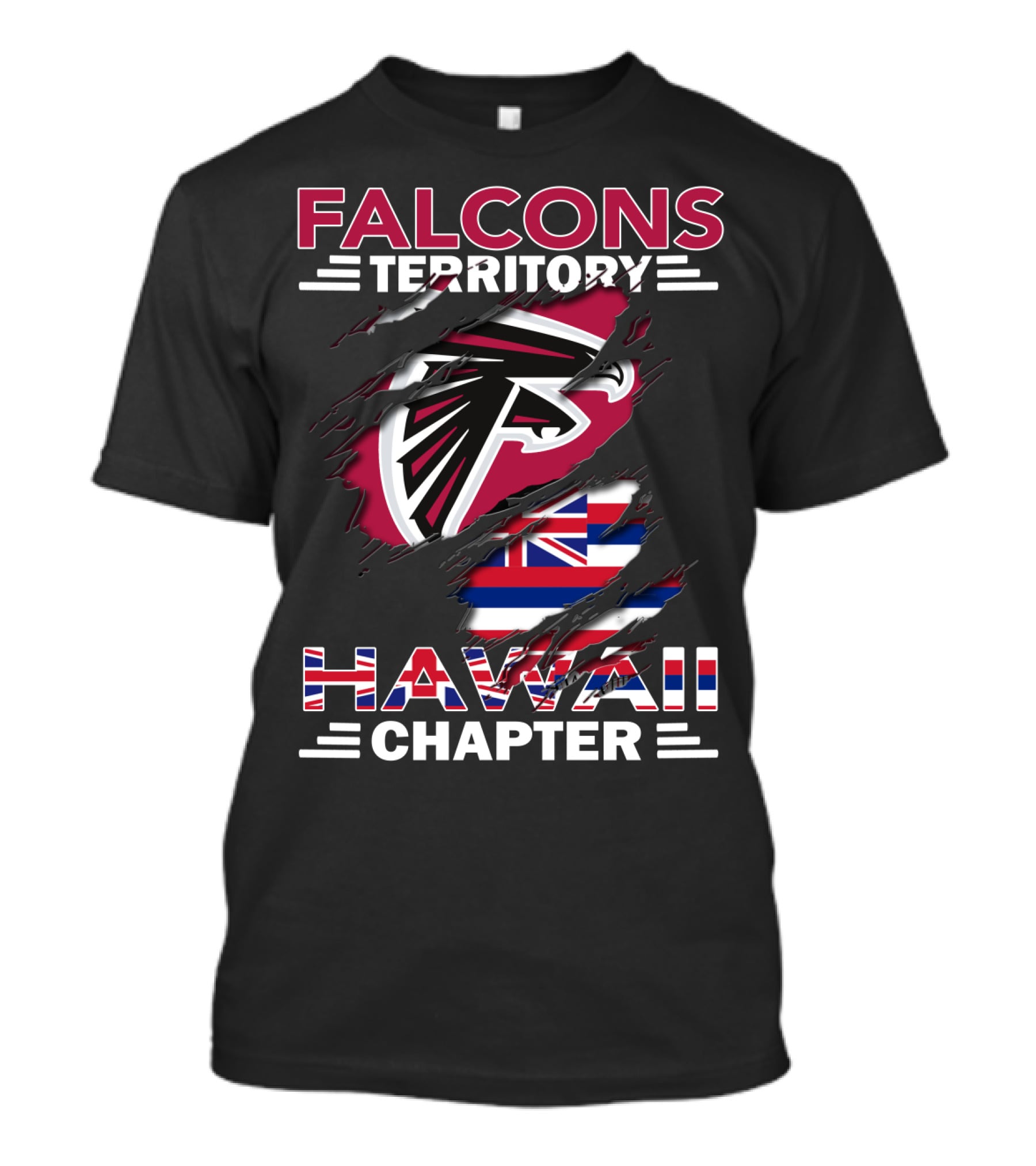 Falcons Territory Hawaii Chapter With Atlanta Falcons Logo And Hawaiian Flag Elements T-Shirt