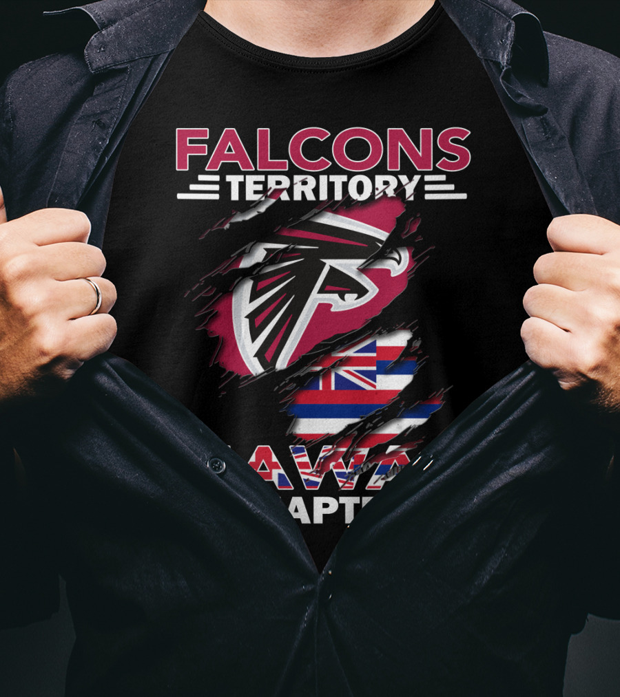 Falcons Territory Hawaii Chapter With Atlanta Falcons Logo And Hawaiian Flag Elements T-Shirt