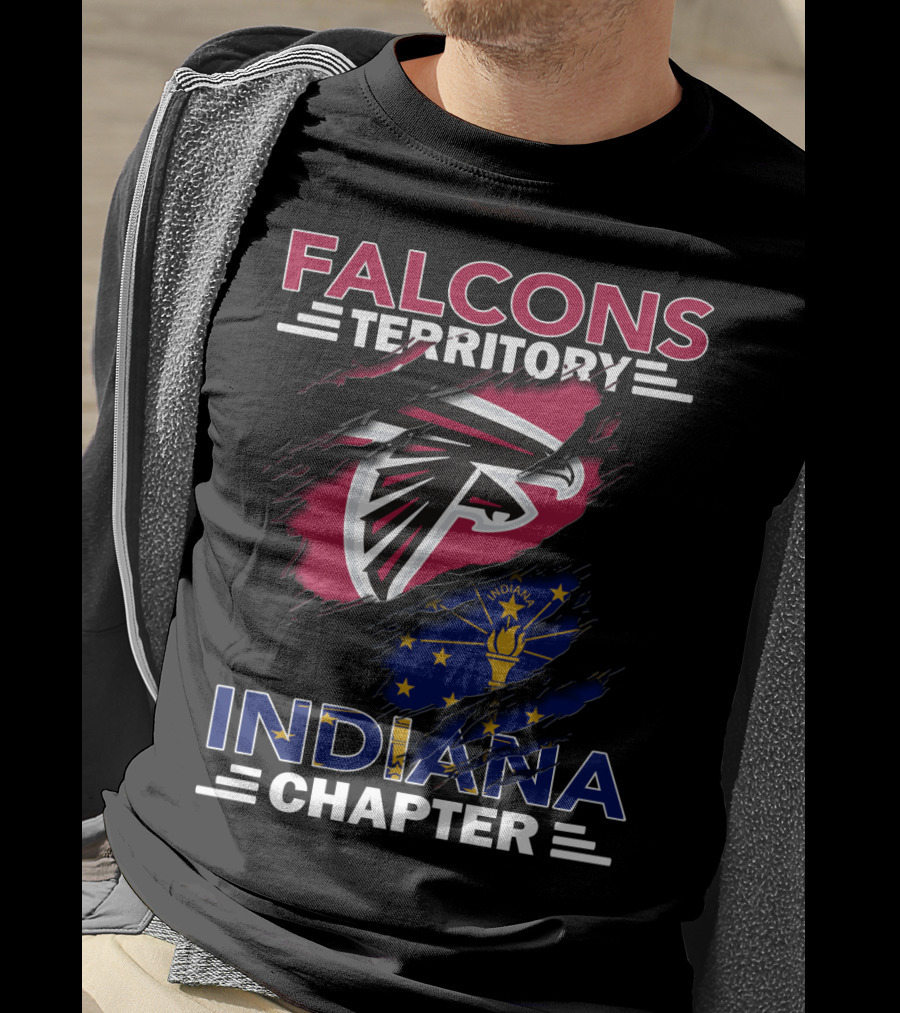 Falcons Territory Indiana Chapter With Atlanta Falcons Logo And Indiana State Flag T-Shirt