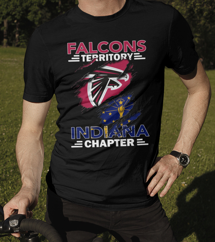 Falcons Territory Indiana Chapter With Atlanta Falcons Logo And Indiana State Flag T-Shirt