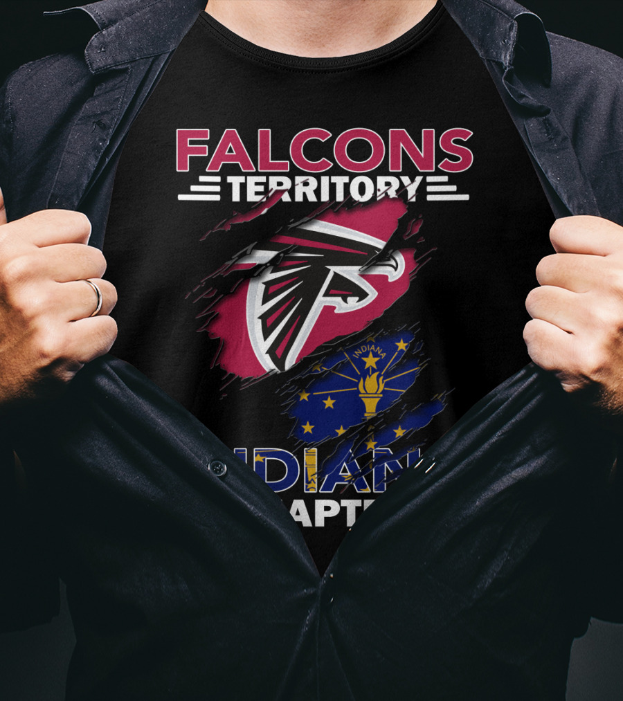 Falcons Territory Indiana Chapter With Atlanta Falcons Logo And Indiana State Flag T-Shirt