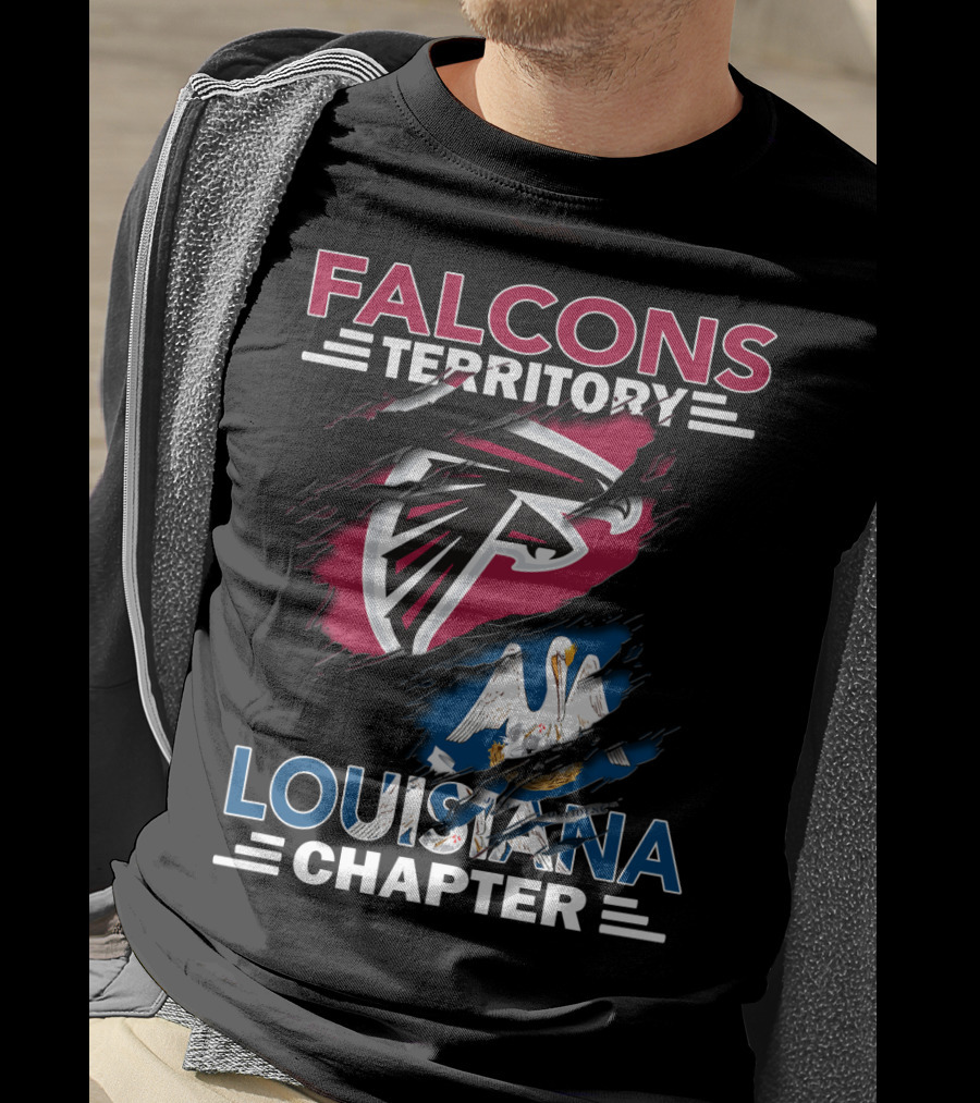 Falcons Territory Louisiana Chapter Atlanta Falcons Logo And Louisiana State Flag T-Shirt