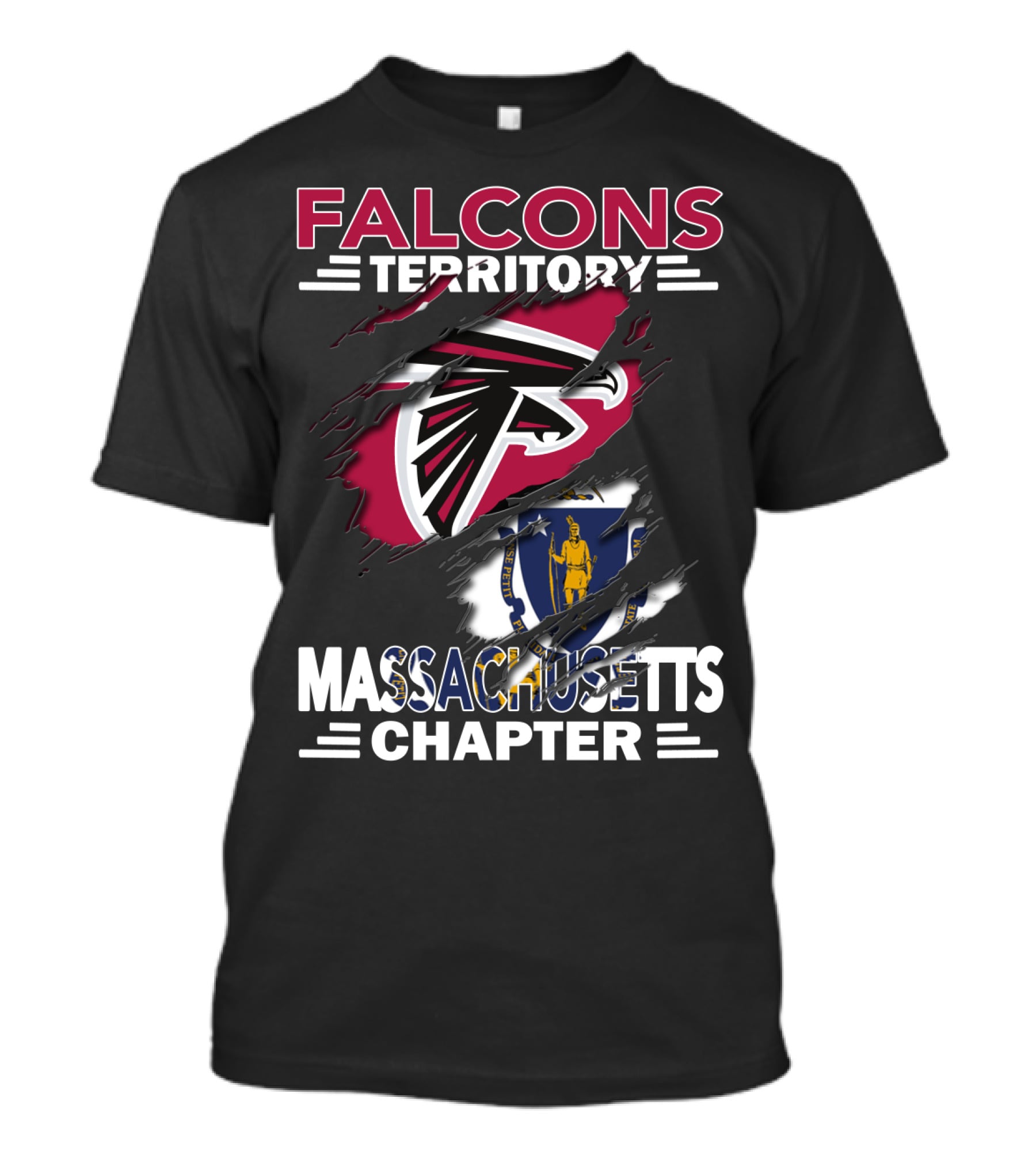 Falcons Territory Massachusetts Chapter Logo With State Flag Incorporation T-Shirt