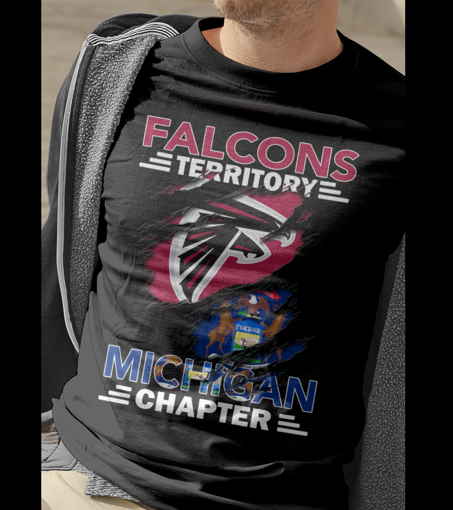 Falcons Territory Michigan Chapter Logo With Michigan State Flag Elements T-Shirt