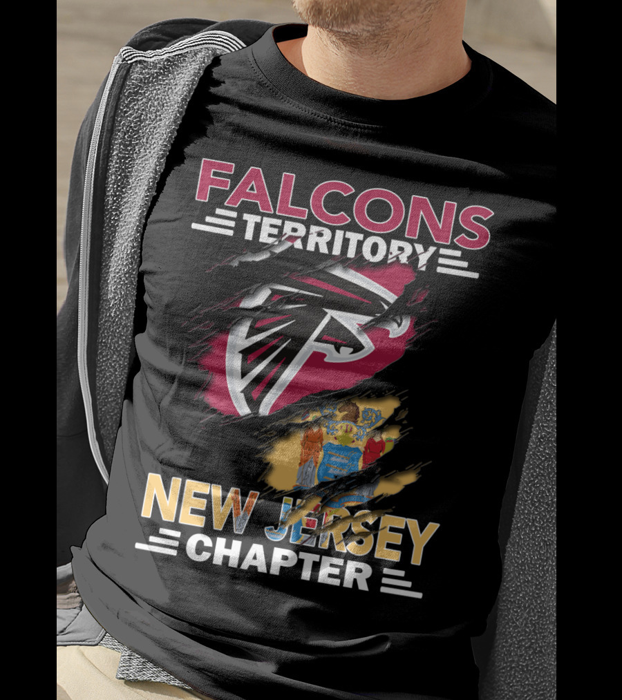 Falcons Territory New Jersey Chapter Falcons Logo And State Flag T-Shirt