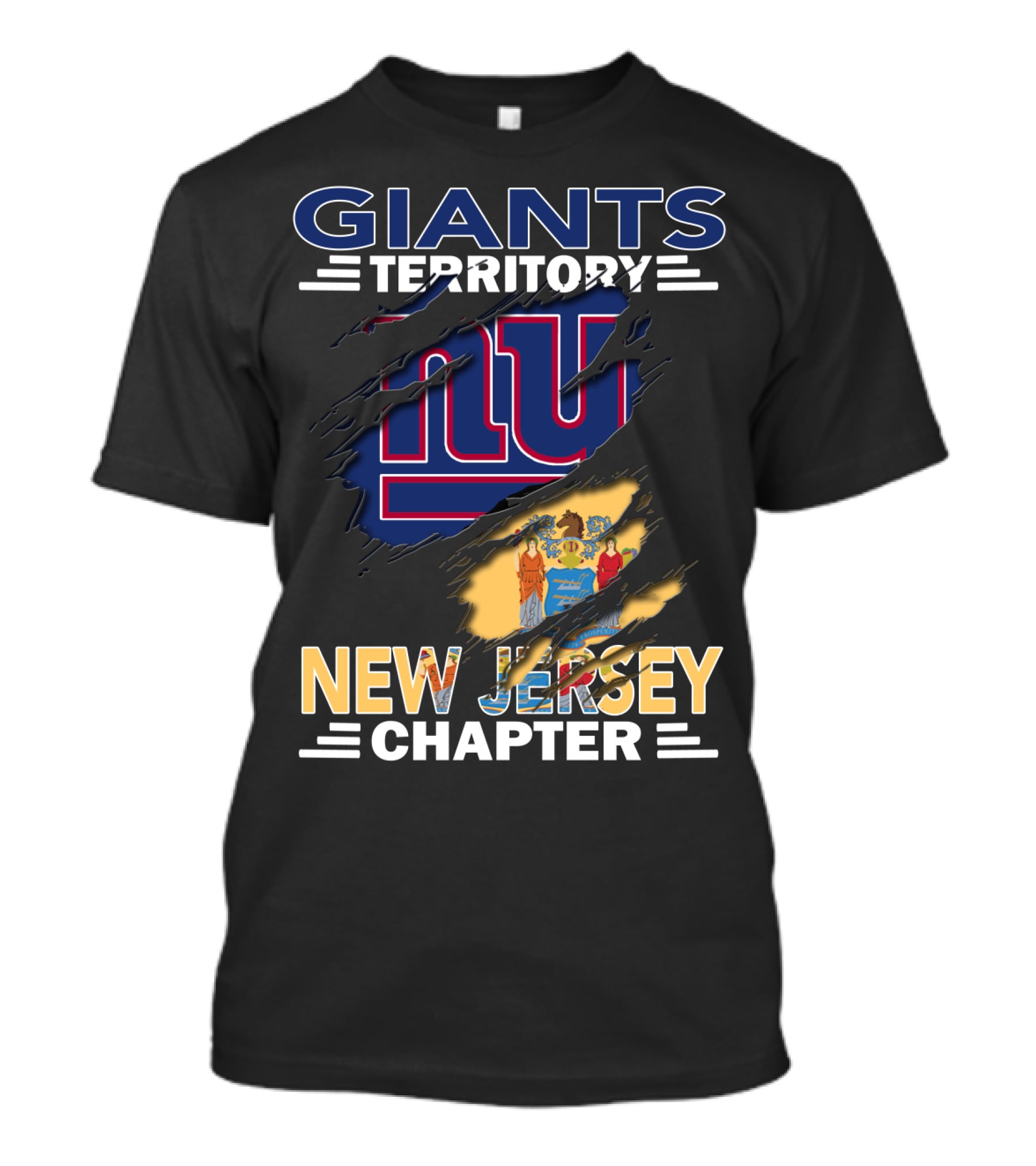 Giants Territory New Jersey Chapter NY Logo With State Flag T-Shirt