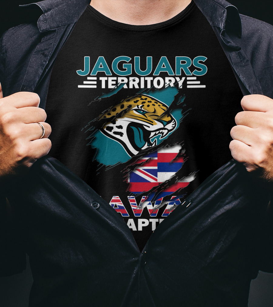 Jaguars Territory Hawaii Chapter Flag Rips With Jaguar T-Shirt