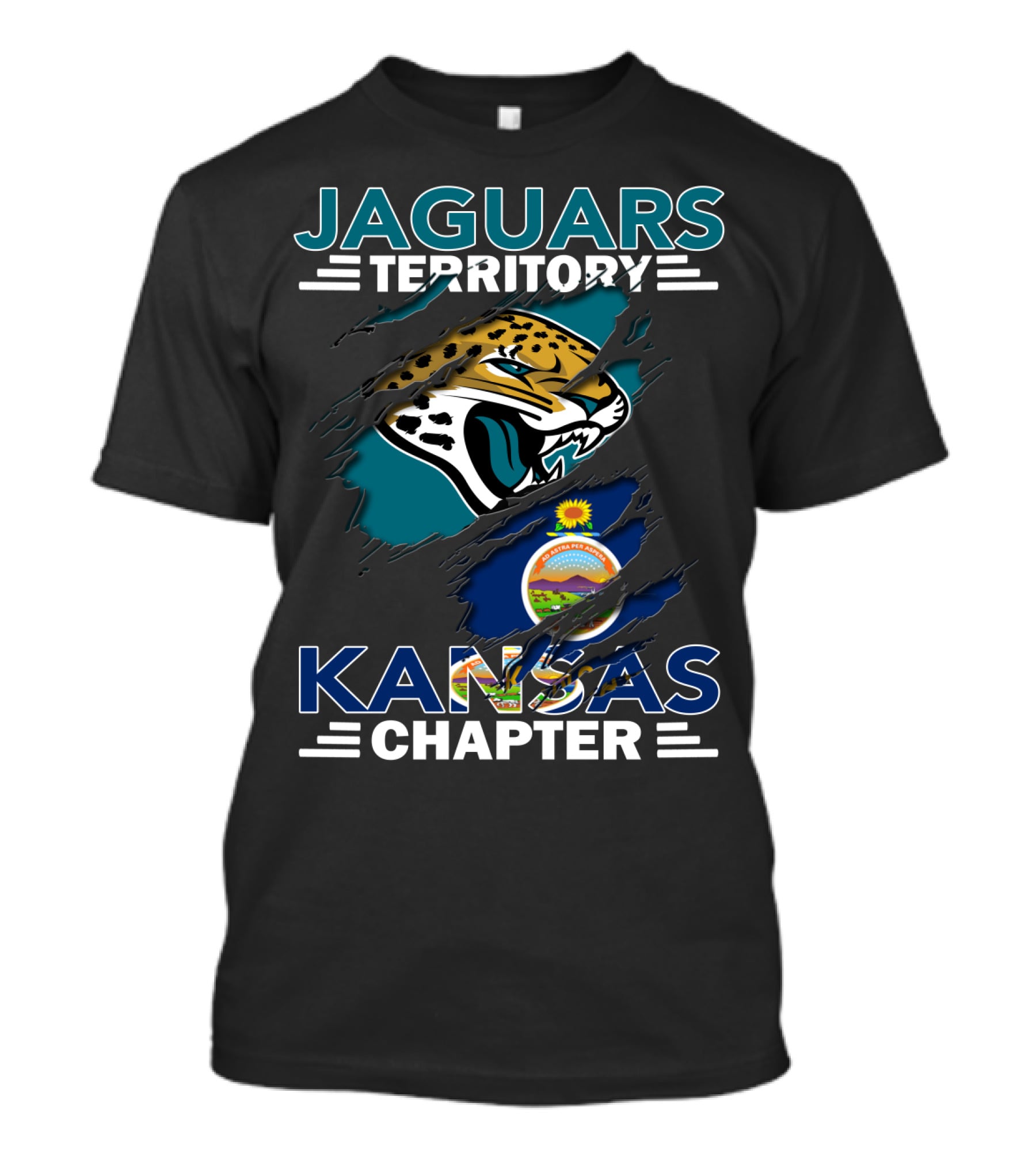 Jaguars Territory Kansas Chapter Jaguars Head And Kansas Flag T-Shirt