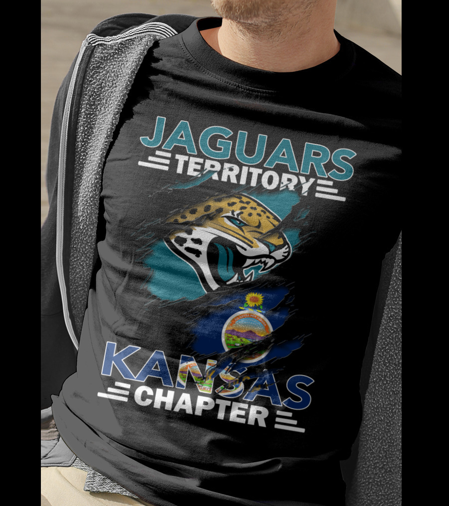 Jaguars Territory Kansas Chapter Jaguars Head And Kansas Flag T-Shirt