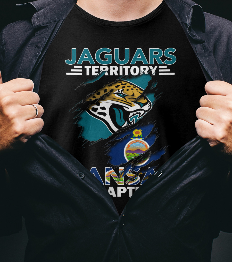 Jaguars Territory Kansas Chapter Jaguars Head And Kansas Flag T-Shirt