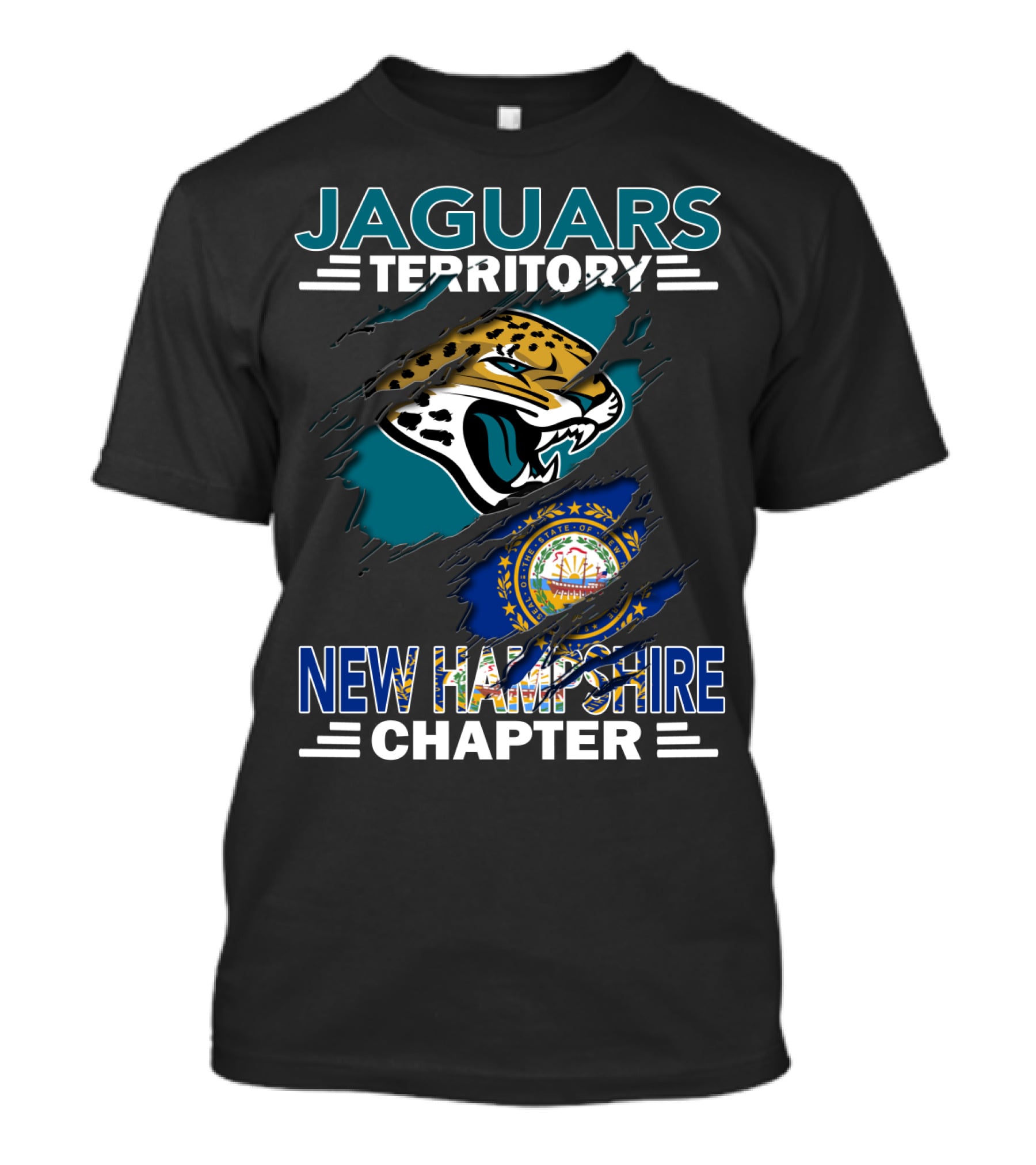 Jaguars Territory New Hampshire Chapter Logo Ripped T-Shirt