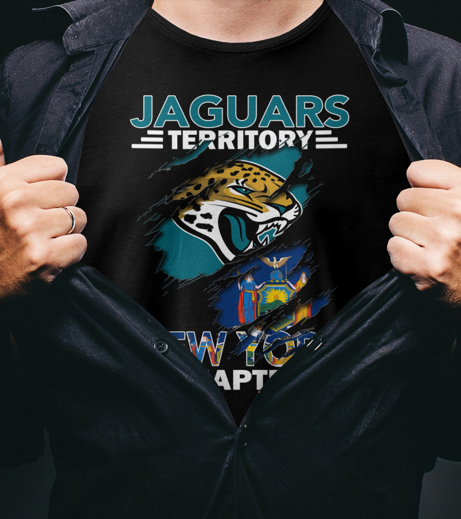 Jaguars Territory New York Chapter Jaguars Logo And New York State Flag T-Shirt