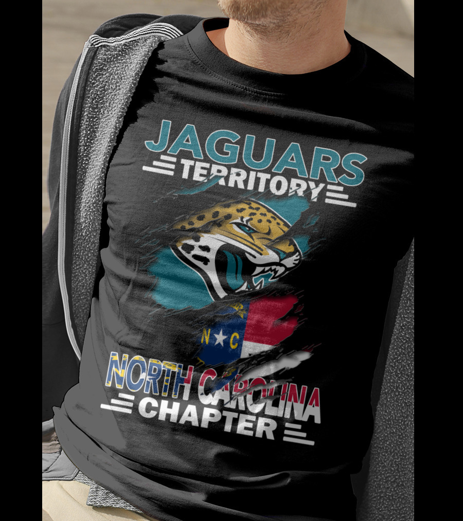 Jaguars Territory North Carolina Chapter Logo And State Flag Fusion T-Shirt