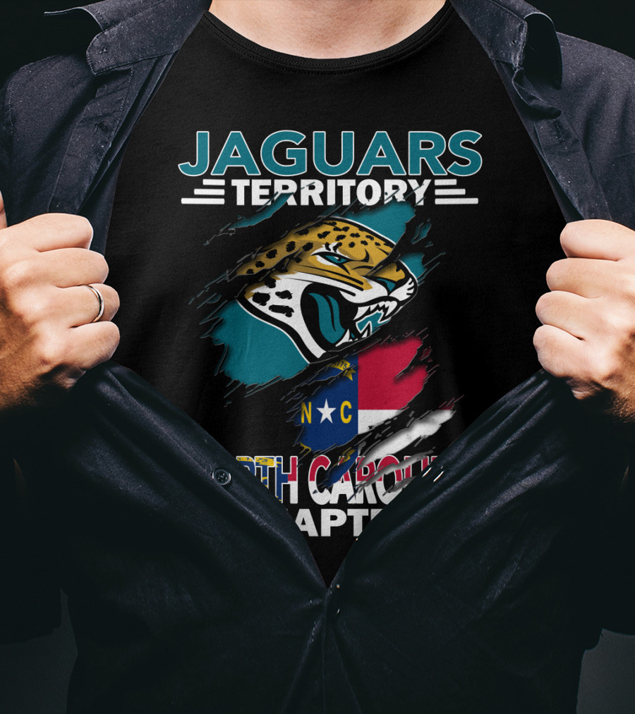 Jaguars Territory North Carolina Chapter Logo And State Flag Fusion T-Shirt