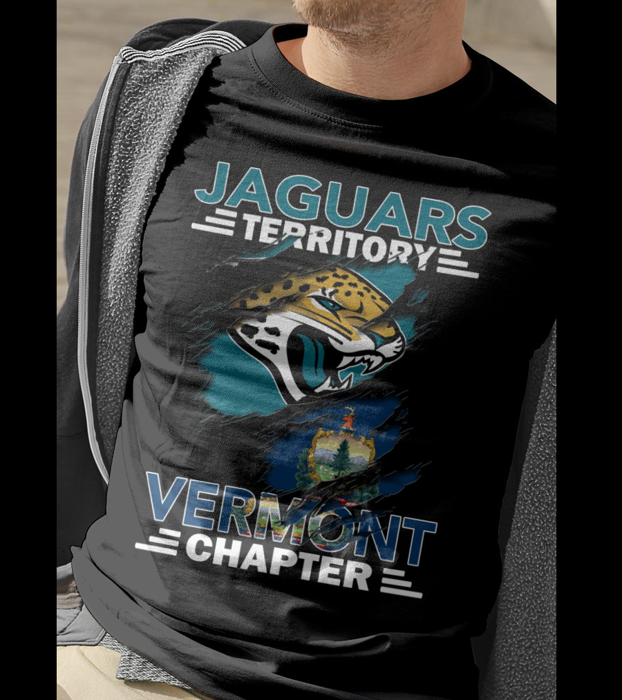 Jaguars Territory Vermont Chapter Emblem With Fierce Jaguar And Vermont Crest T-Shirt