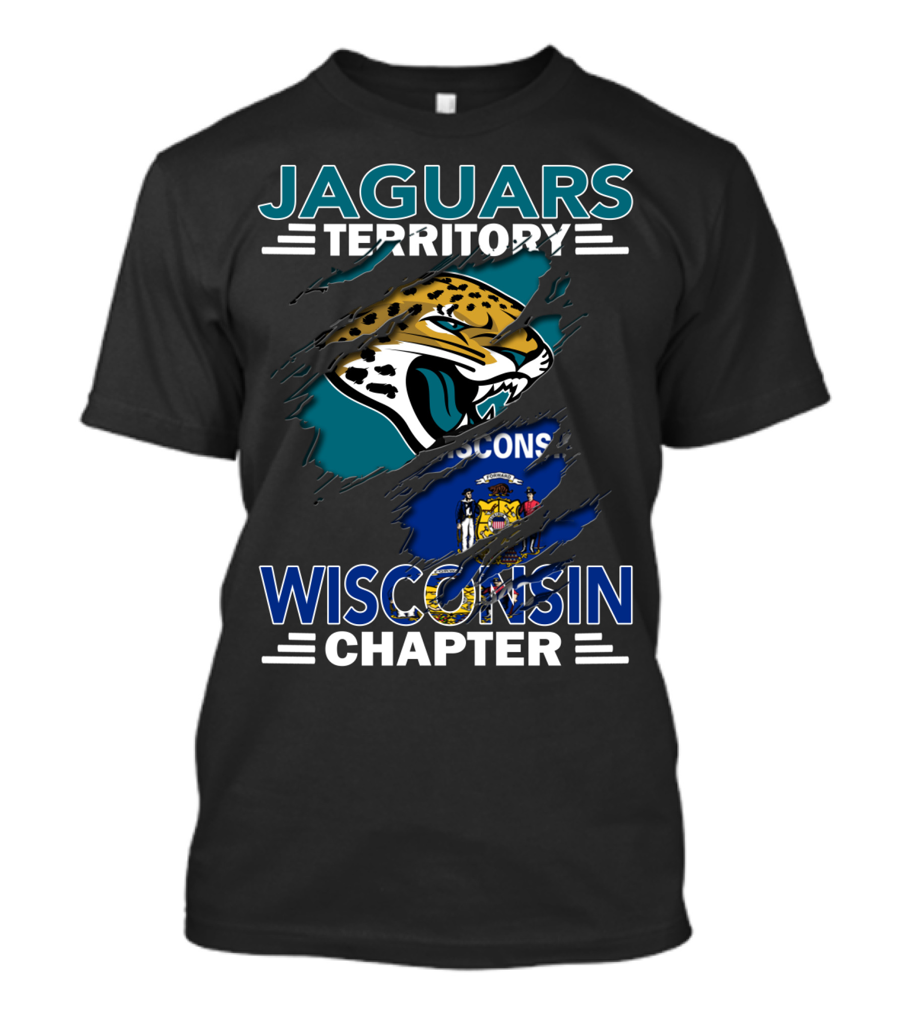 Jaguars Territory Wisconsin Chapter Flag And Logo Fusion T-Shirt